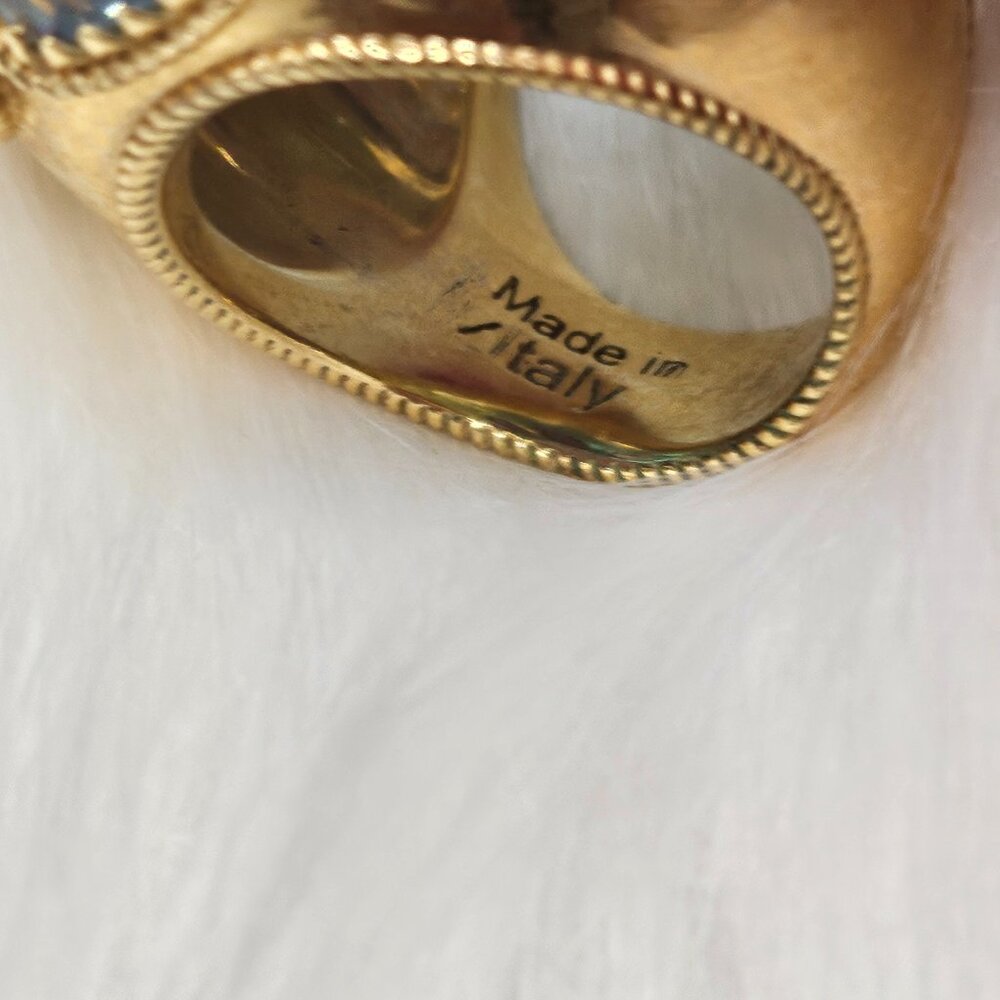 Rebecca Gold plated Aquamarine Statement Ring; size 6 - Picture 4 of 8